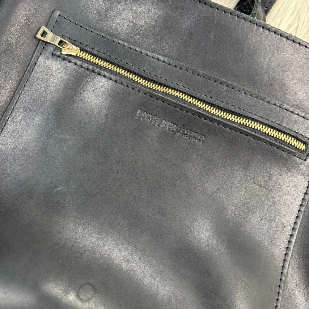 Portland Leather Goods Black Leather Large Tote Backpack Minimalist Quiet Luxury